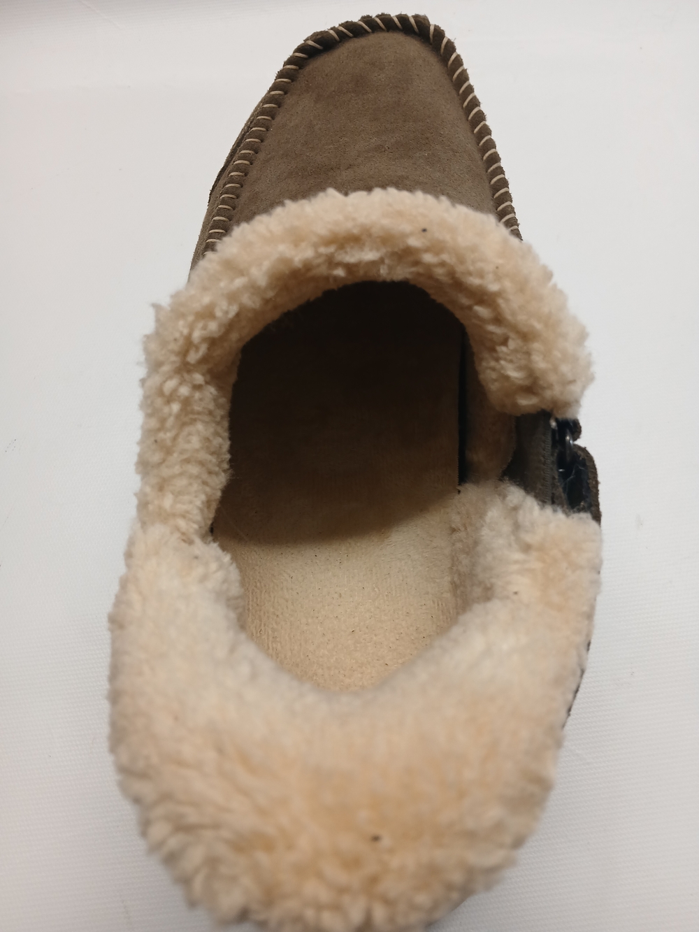 Orthofeet Men's Othopedic Brown Suede Slip-On with Cream Shearling Collar - Picture 13 of 15